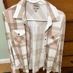 Como Vintage Pink and Tan Plaid Shirt